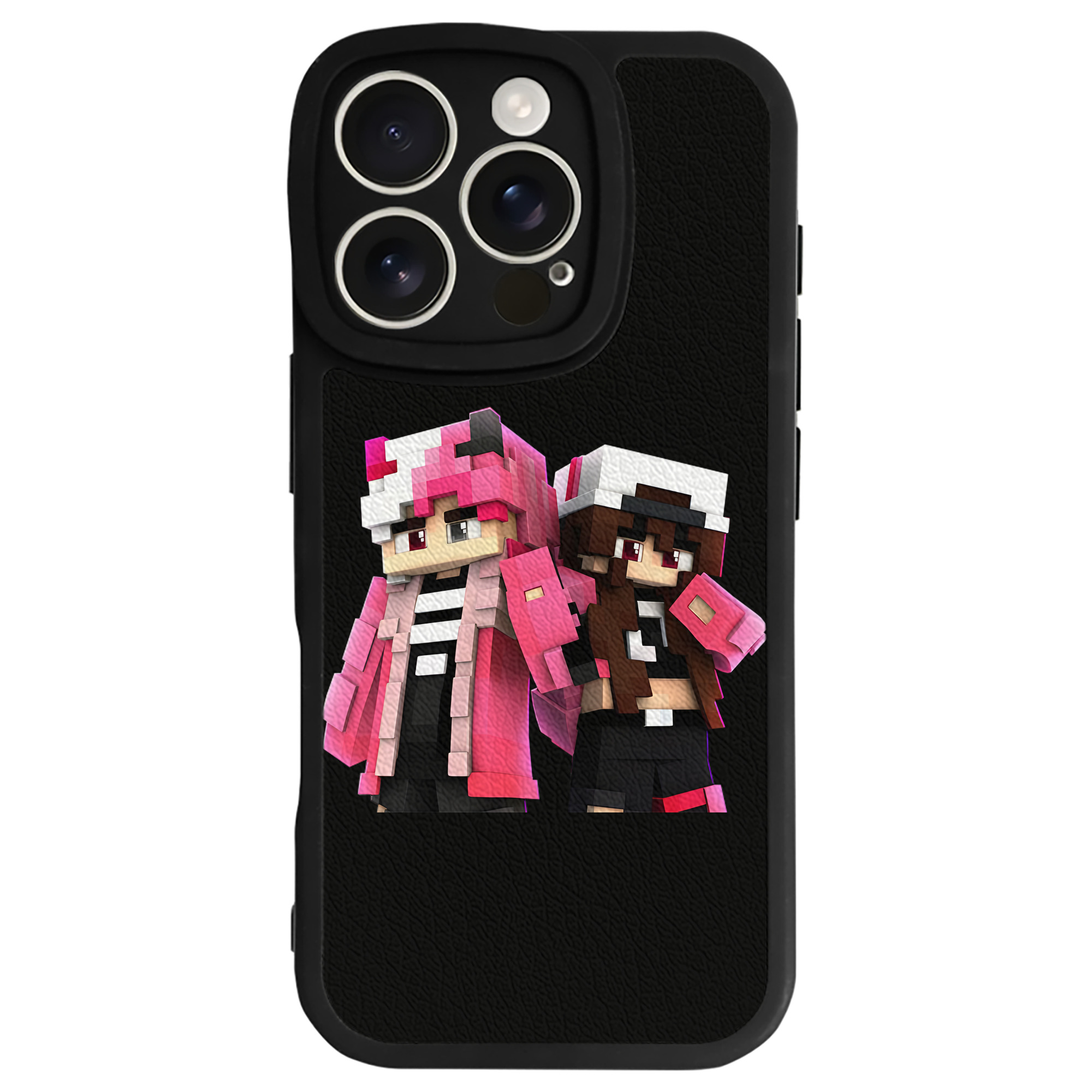（画像用） マインクラフト ブロックの世界 Minecraft MC Block world 【iPhone 16シリーズ対応】シリコンスマホケース（レザー調） 材質：シリコン